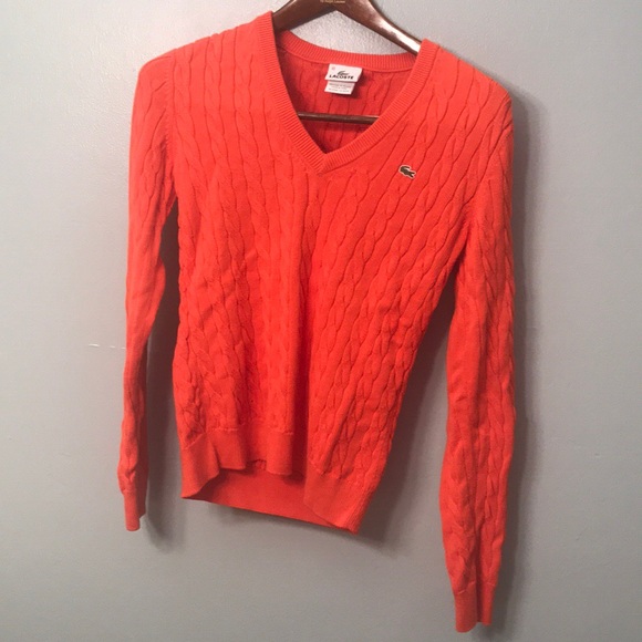 Lacoste 40 Orange V-neck sweater or size 8 - Picture 2 of 9